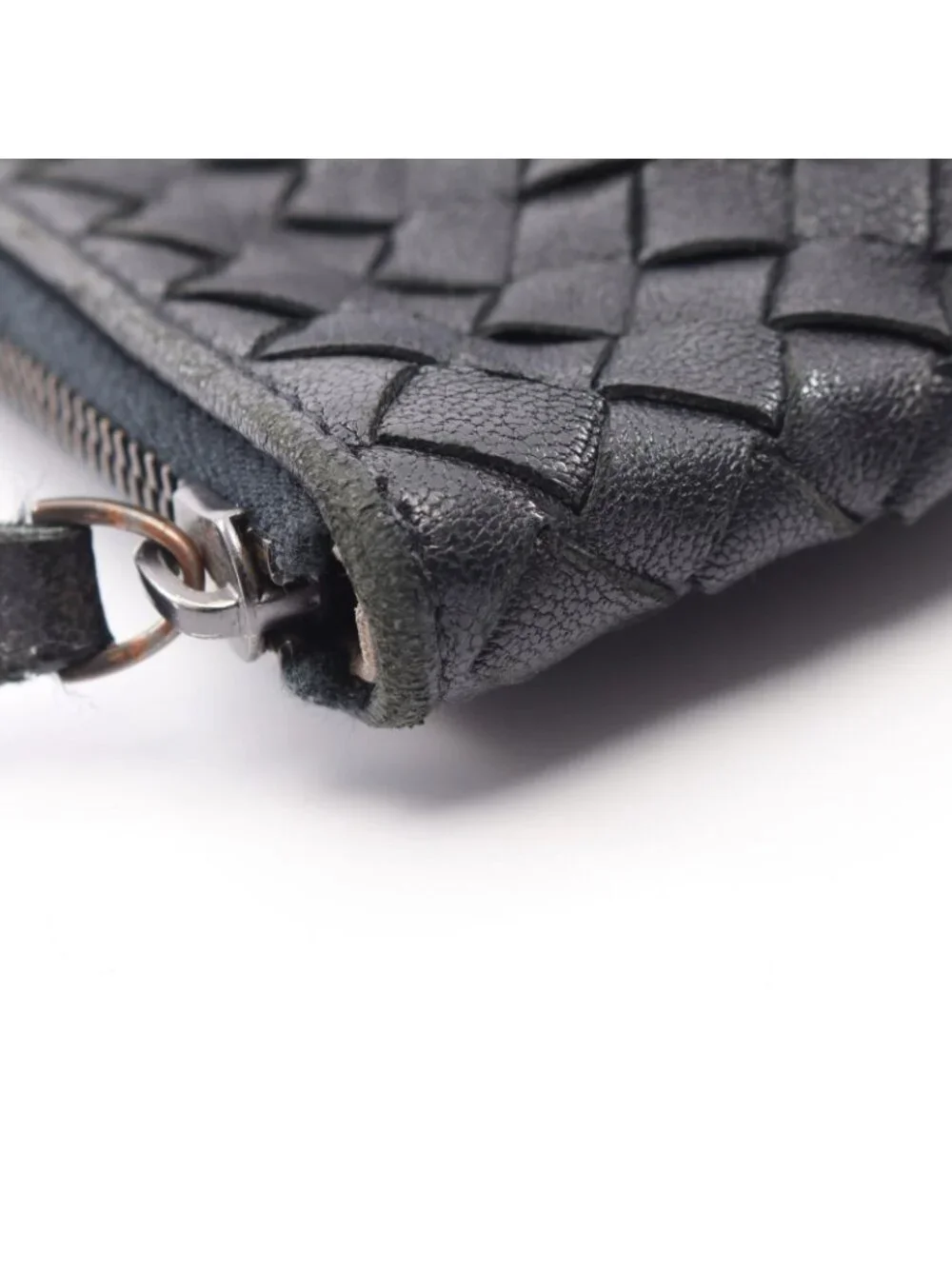 Bottega Veneta Clutch Intrecciato Black Blue Leather